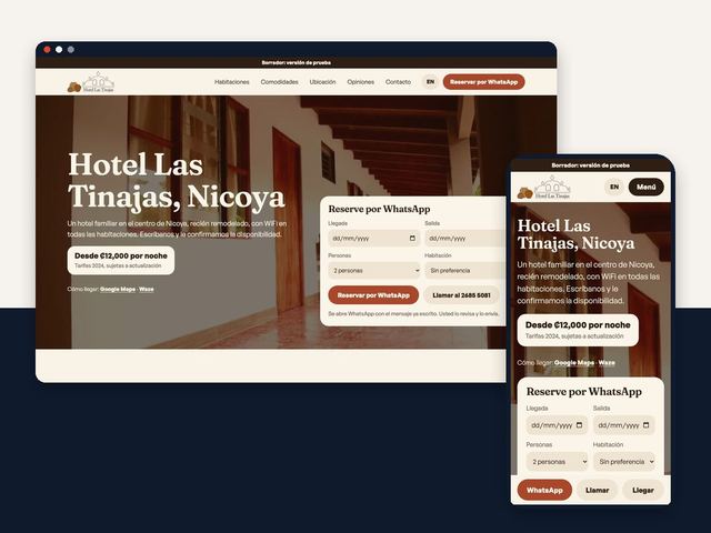 Hotel Las Tinajas 网站首页